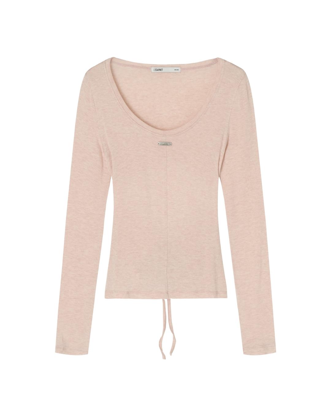 BEBE WOOL BACK SLIT LONG SLEEVE_PINK