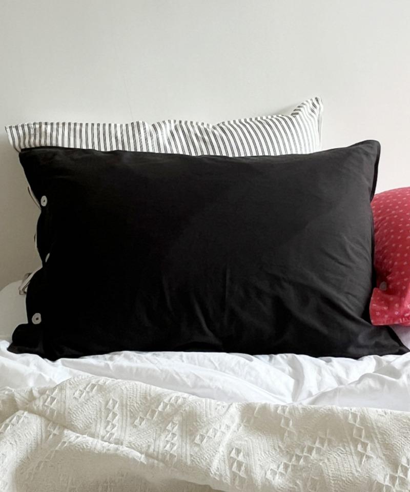 코튼 솔리드 베개커버 블랙