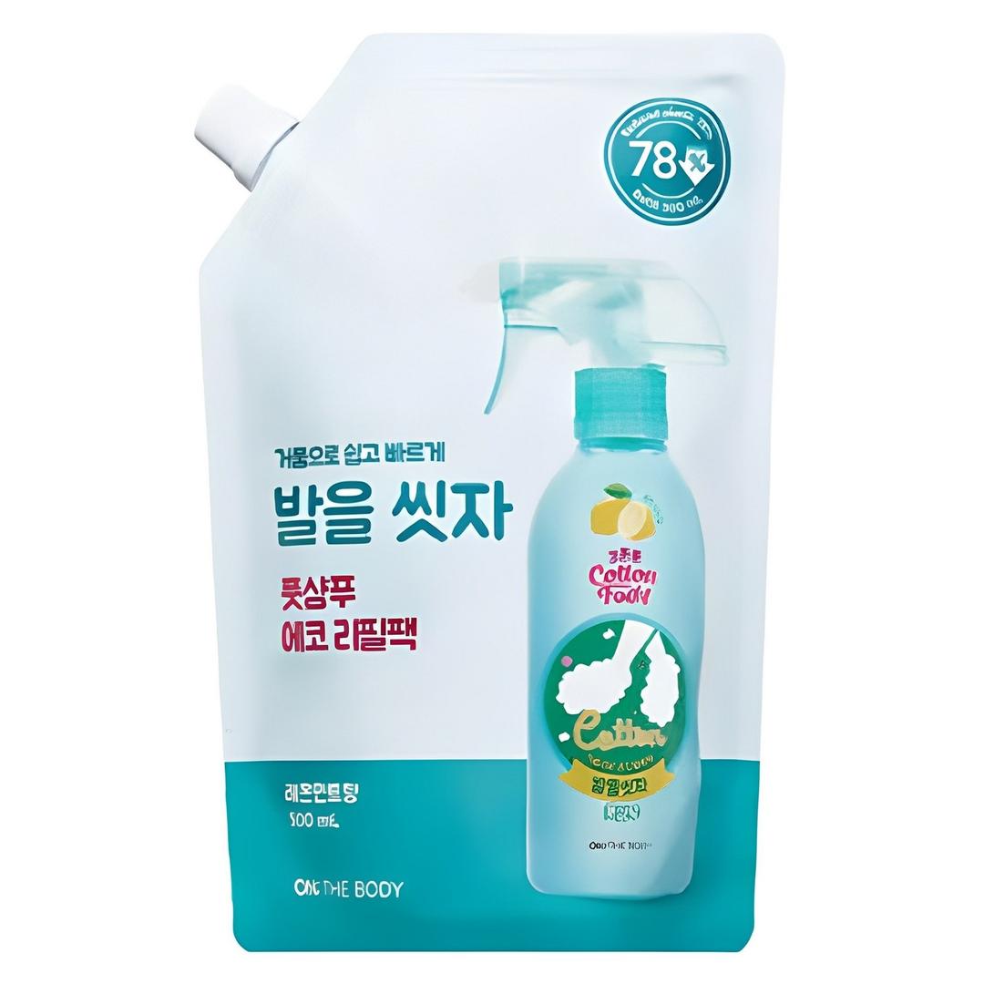 온더바디 코튼풋 발을 씻자 풋샴푸 레몬민트향 에코 리필팩 500ml, 1개입, 1개 - 풋샴푸 | 쿠팡