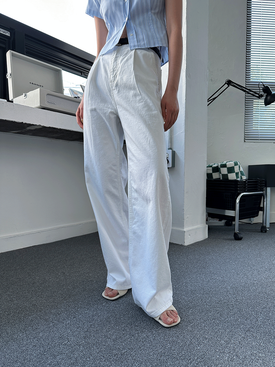 심슨 핀턱 데님 팬츠 (아이보리.ver)