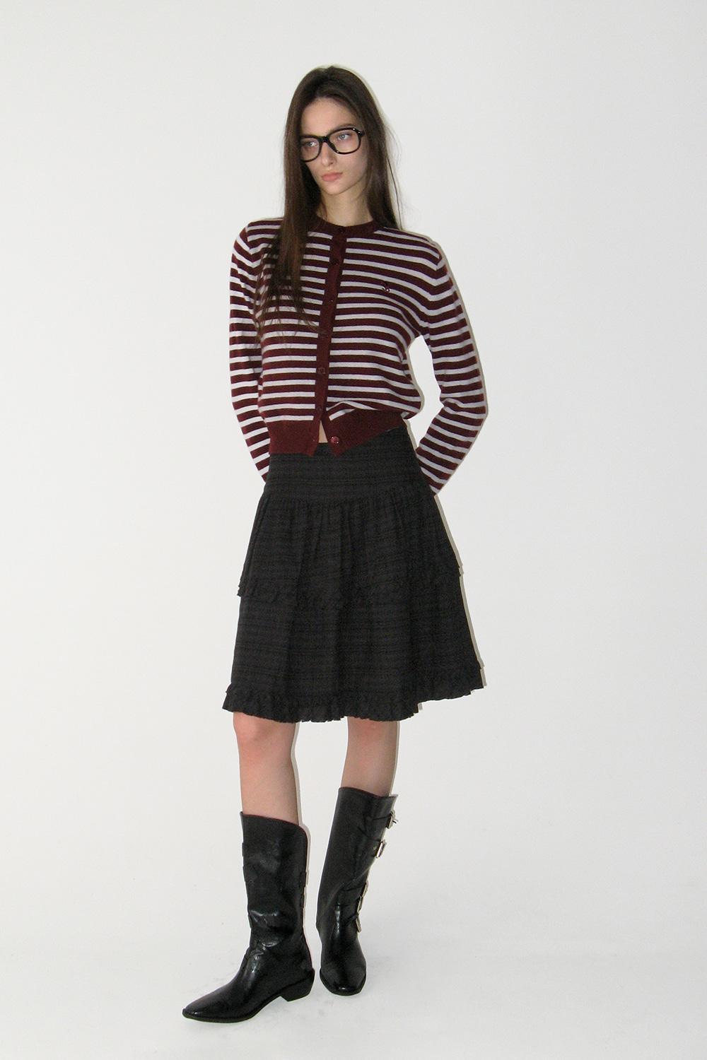Frill Midi Skirt, BLACK