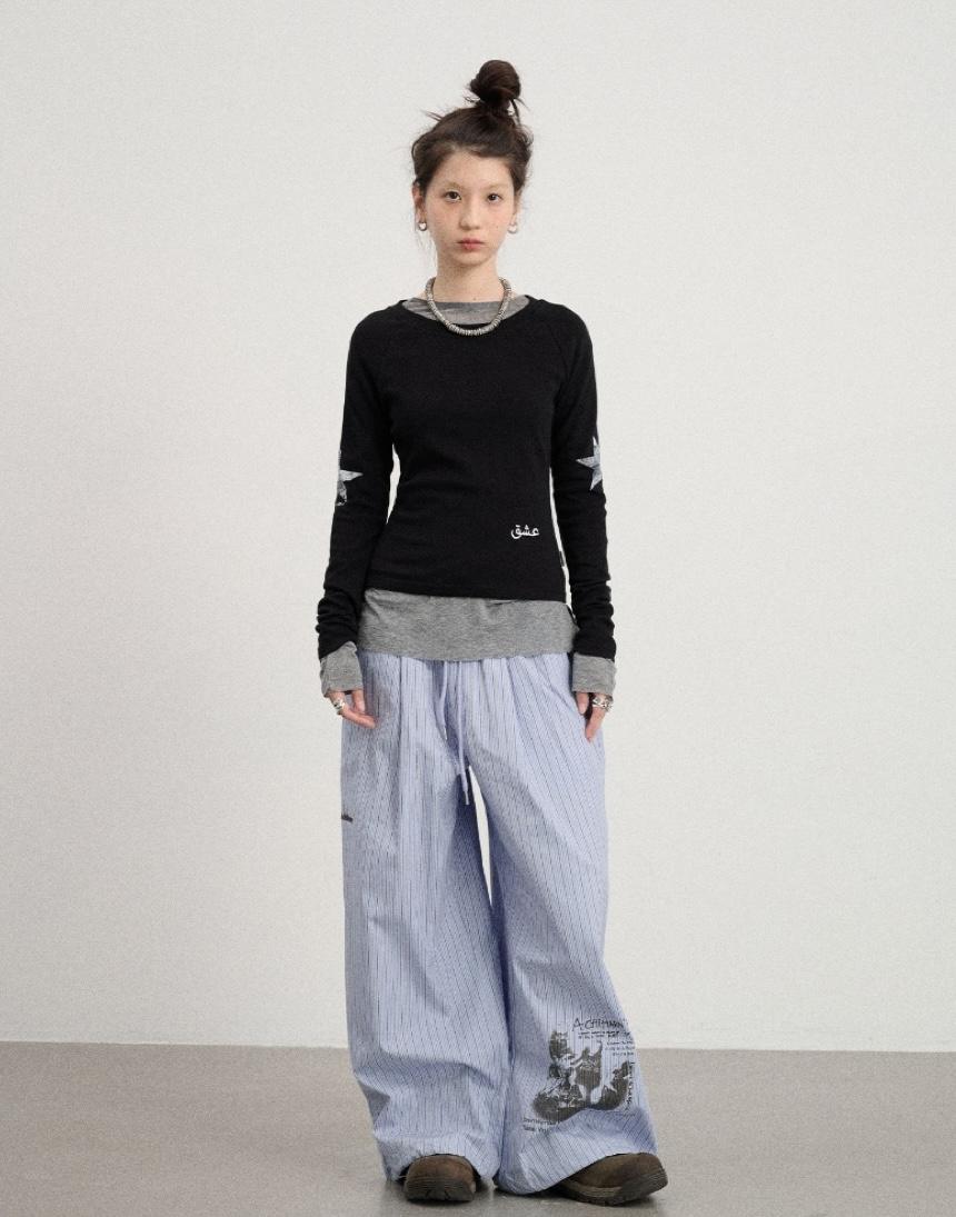 [사전판매 10% 할인] Achihara Digital Punk Stripe Wide Pants (2color)