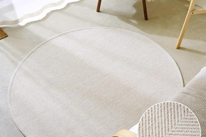 [쿠폰] 헤링본 사이잘룩 사계절 발탄 원형 러그 카페트 5size 8color