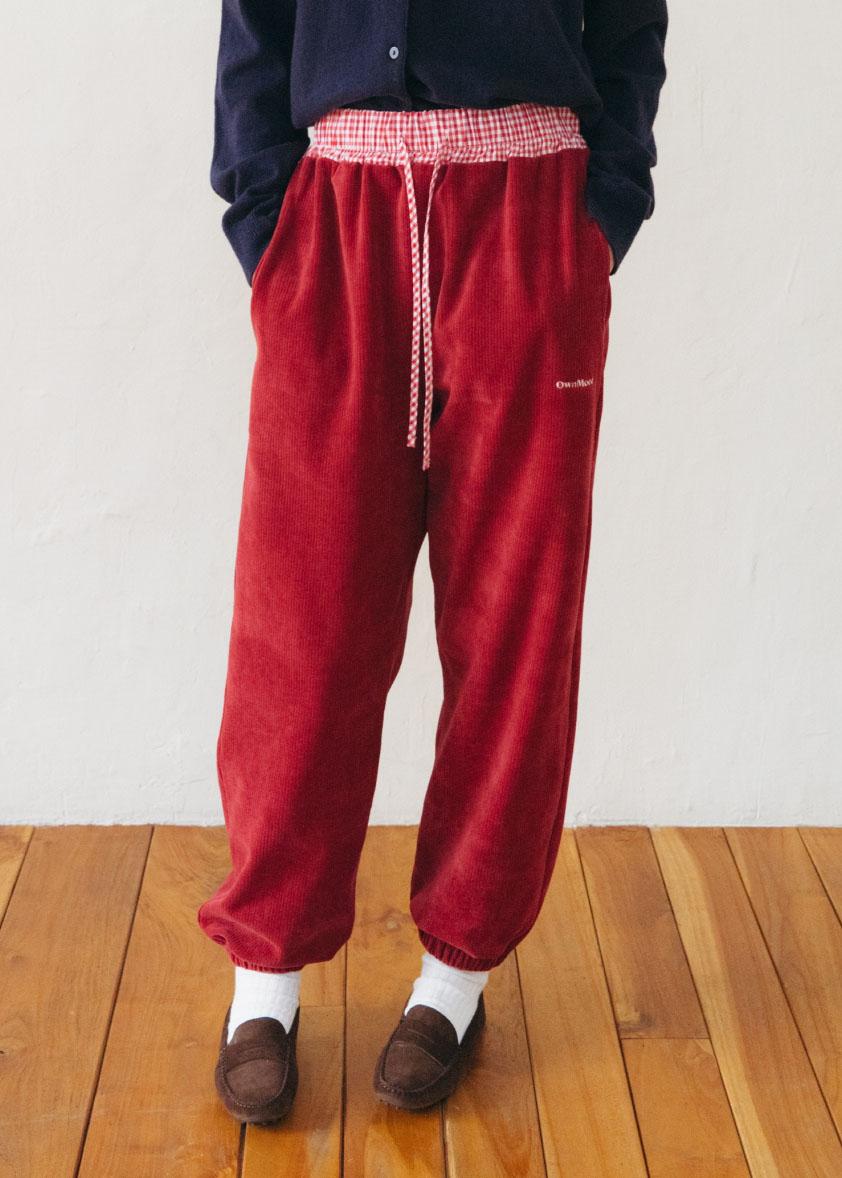 [3RD] CHECK POINT JOGGER PANTS - RED