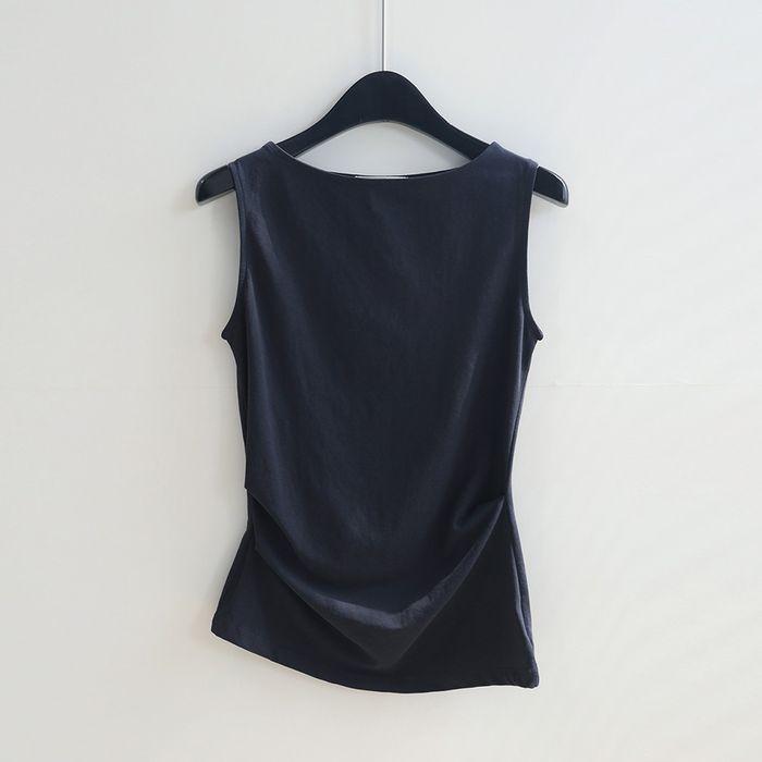 slim drape sleeveless T (CHARCOAL)