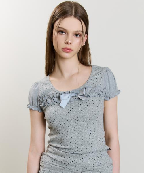 SM RIBBON PUFF PATTERN TEE(GRAY)