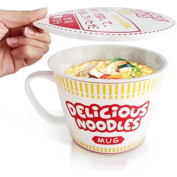 인스턴트 누들 도자기 손잡이 라면 머그컵