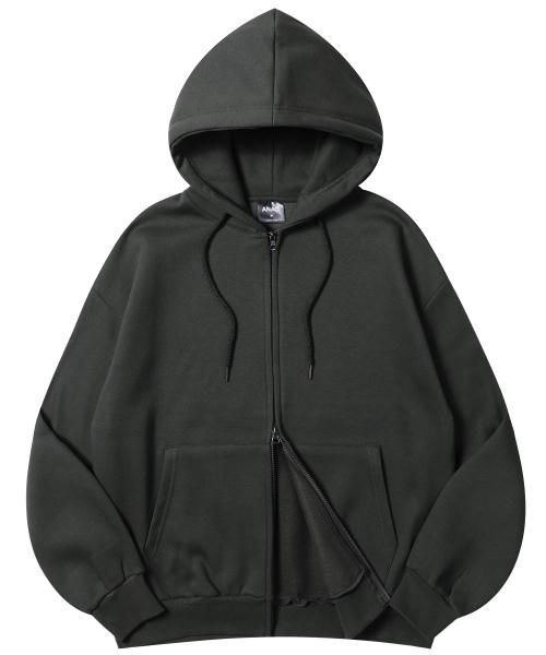 릴렉스 2WAY 오버사이즈 후드 집업_차콜