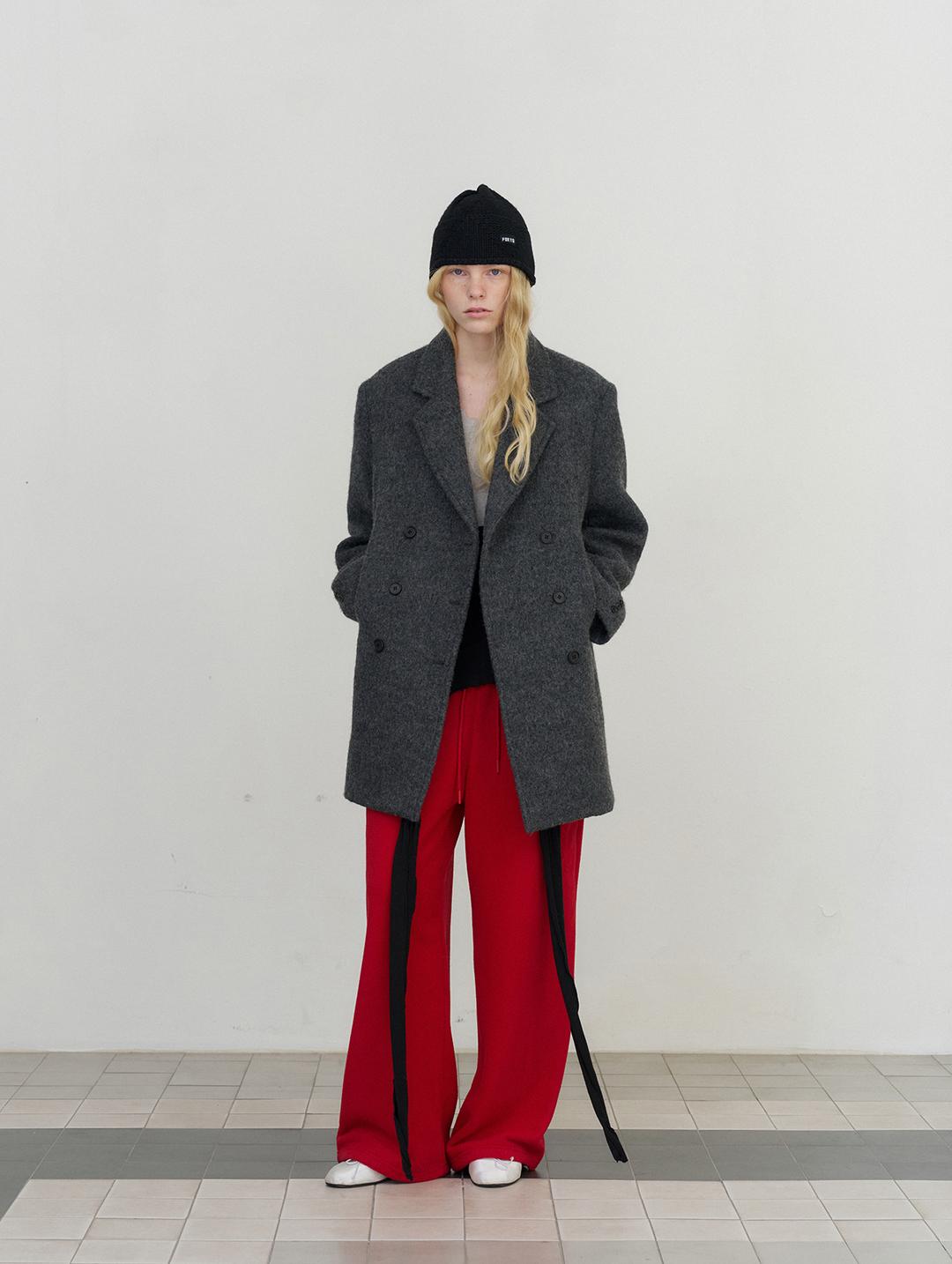 Overtone wool peacoat - charcoal