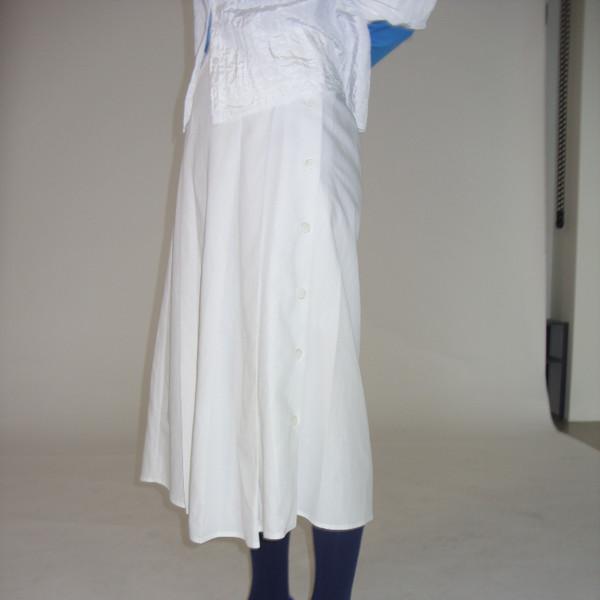 pleats button wrap skirt_white
