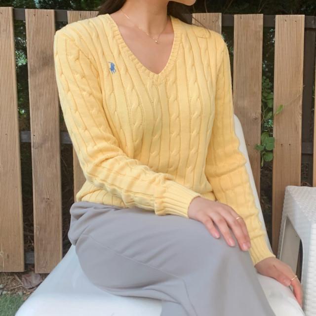 폴로 랄프로렌 라운드넥 브이넥 꽈배기 니트