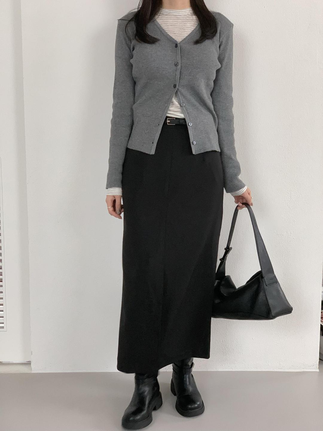 르아느 [키작녀🧚/벨트set] 시드 스커트 트임 H라인 롱 치마