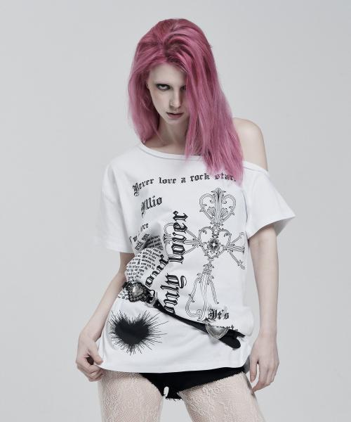 WHITE LOVER ONE SHOULDER T-SHIRTS