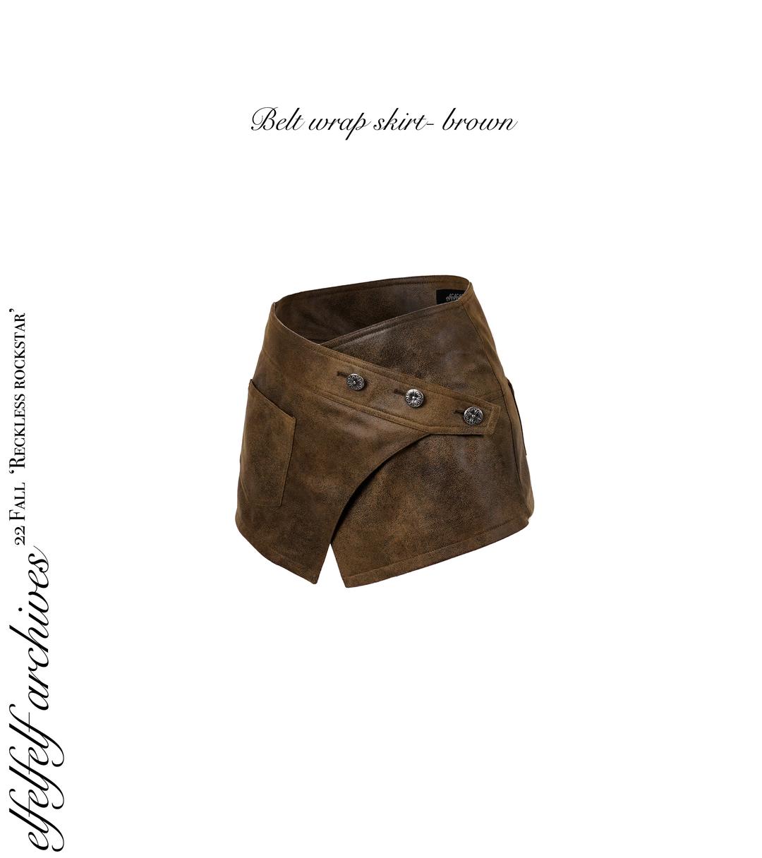BELT WRAP SKIRT - BROWN