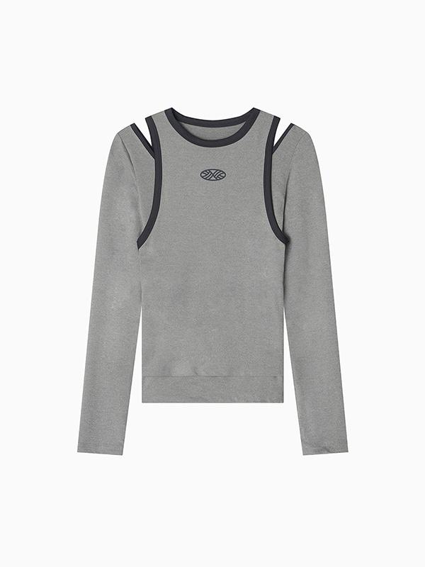 Stretch Layered T Shirt_Gray