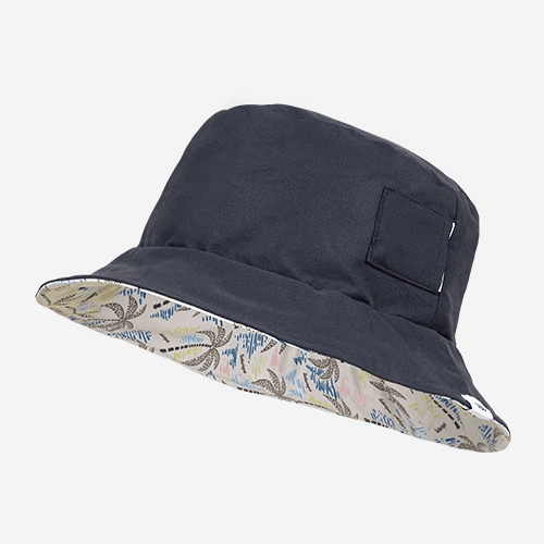 SAFARISPOT PALM TREE REVERSIBLE BUCKET HAT (CHARCOAL/BEIGE)