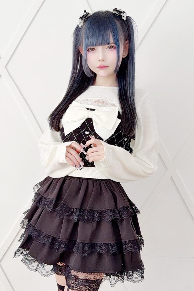 【Princess Melody】胸開きハート柄ニットプルオーバー - BLK/ホワイト size-F-Ma*rs WebStore by LiLimPark