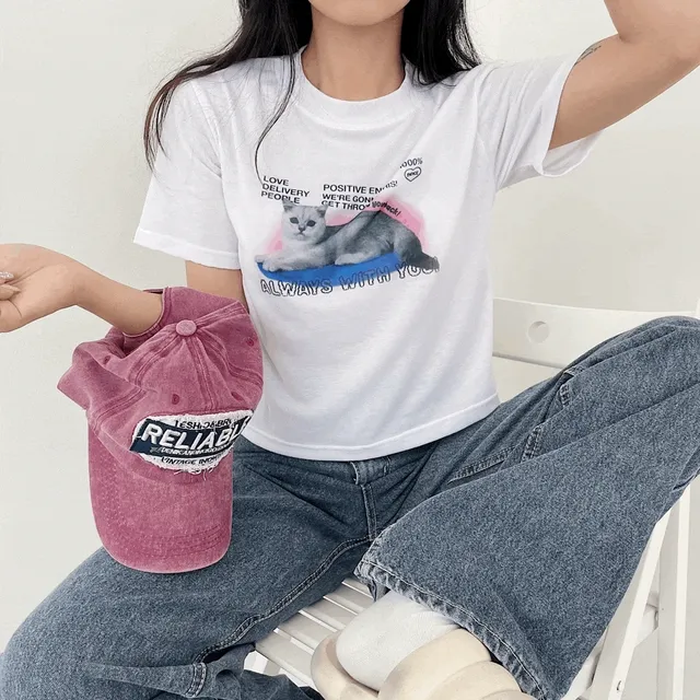 [키치템]그라데이션 고양이 크롭 - t