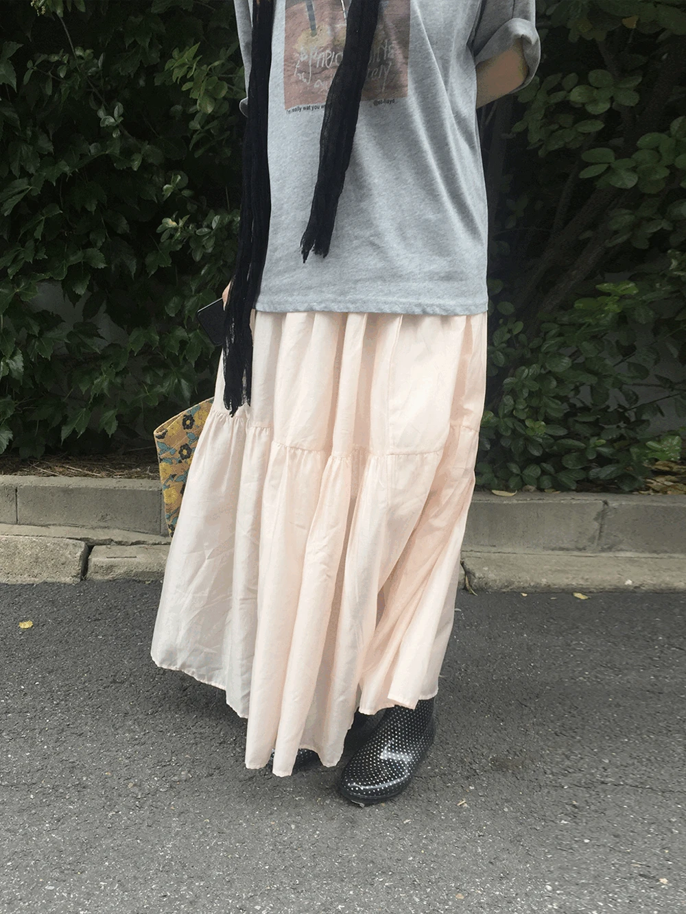 프리아 쉬폰 플레어 롱스커트 (3c)