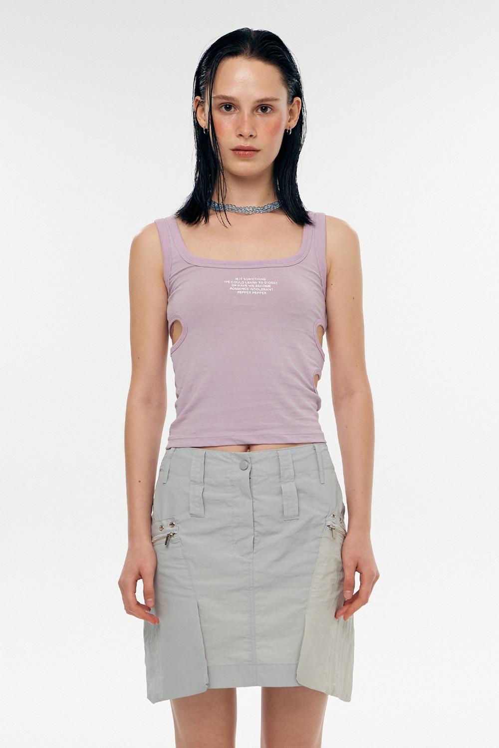 Side three hole sleeveless [Purple]