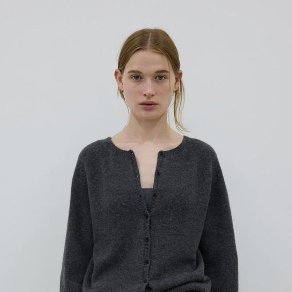 BABY ALPACA SEAMLESS KNIT CARDIGAN - SHADOW