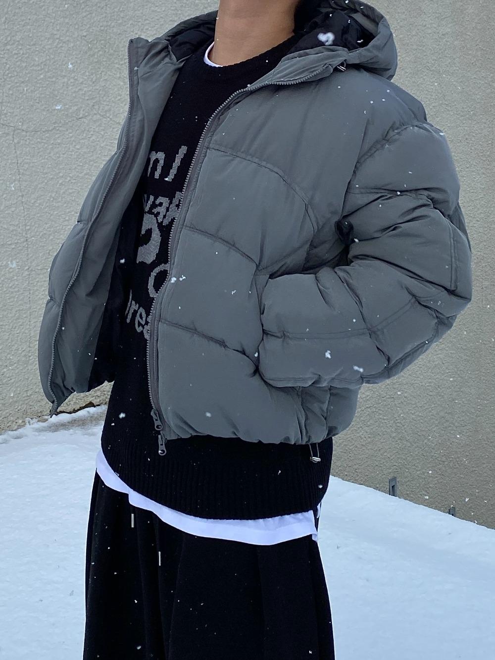 워시 콜드 크롭 후드패딩 4C