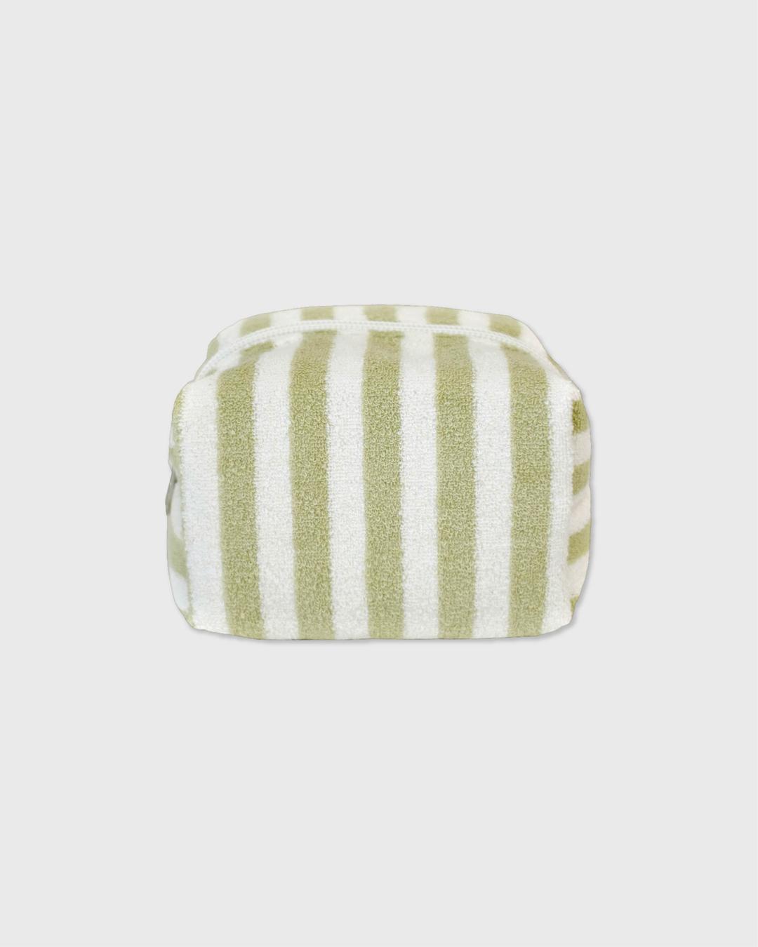Stripe terry pouch (olive-beige)