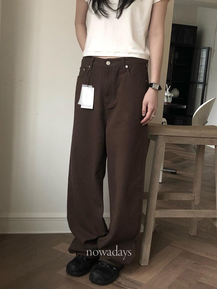 나우어데이즈 Le Butter 르버터 브라운 뮤 데님 팬츠 코튼 일자 와이드 바지