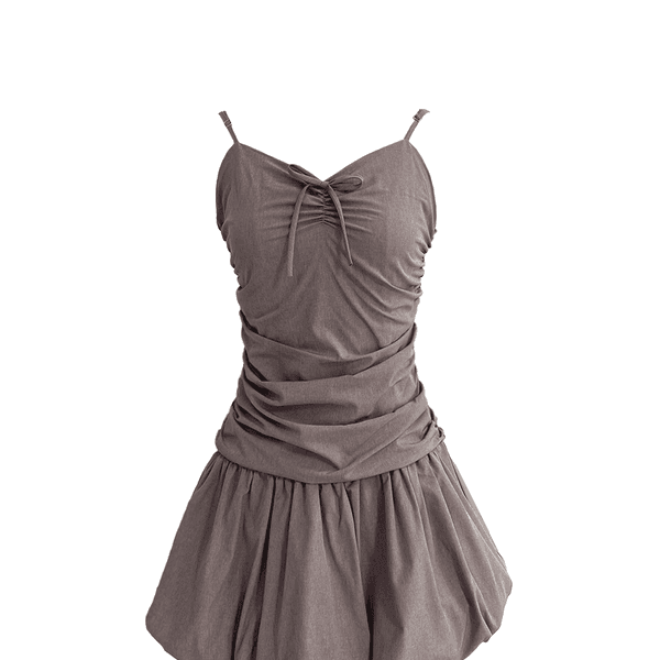 Pluffy shirring one piece