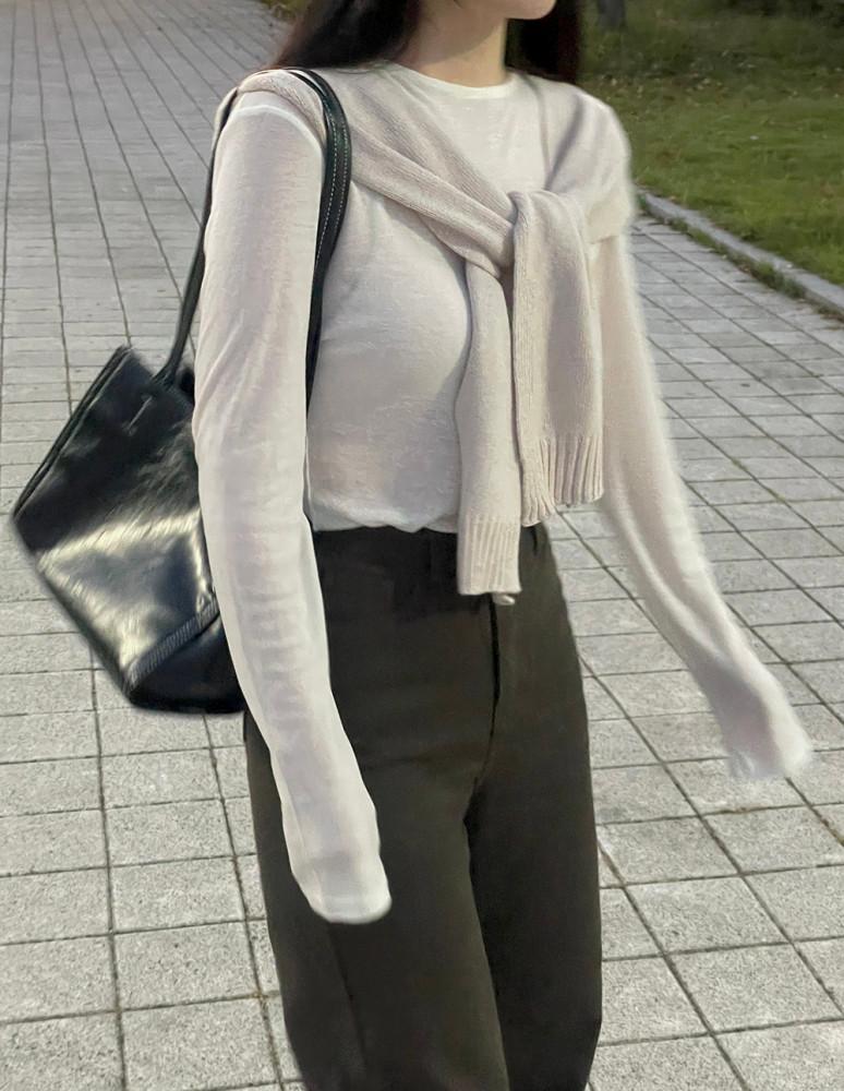 여리핏 긴팔 울 텐셀 티셔츠 (2color)