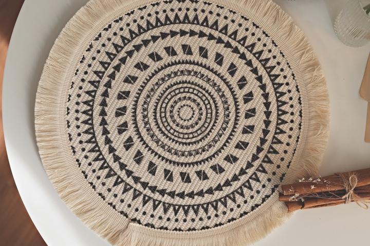 보헤미안 라운드 코튼 로프 도일리 원형테이블매트_말리 4색상