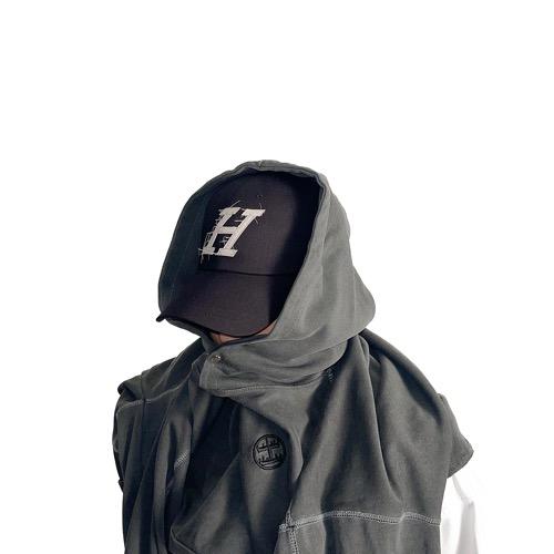 [M, L size]Leather logo cap black