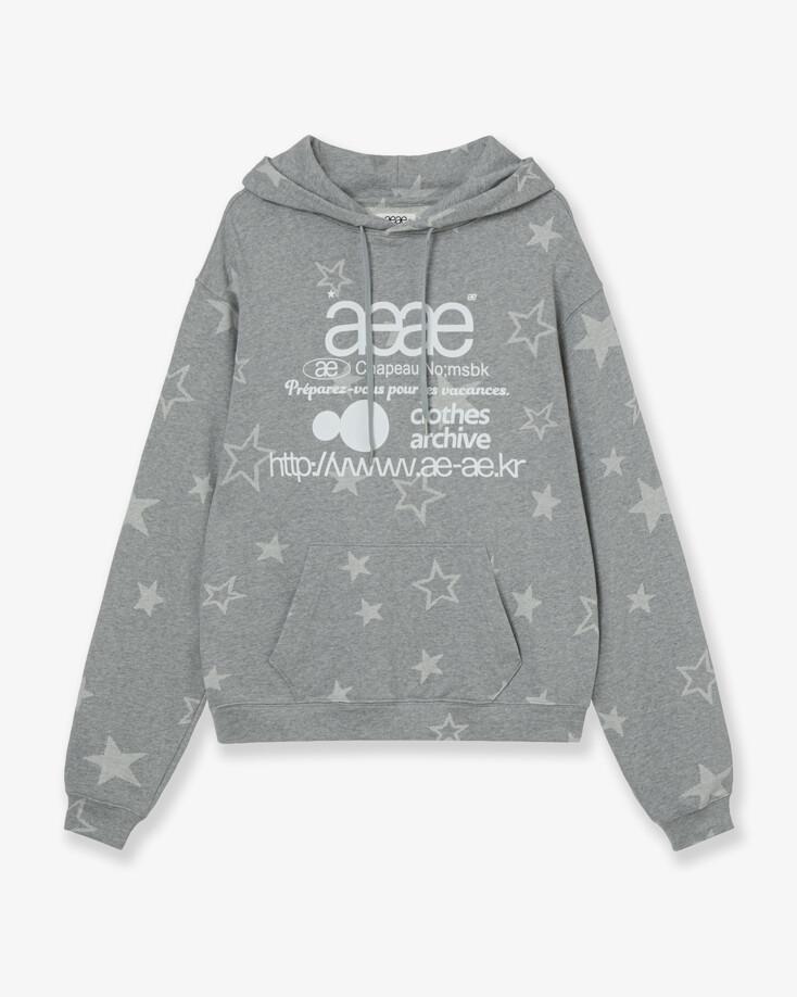 WEB LOGO STAR LOOSED HOODIE [GREY]