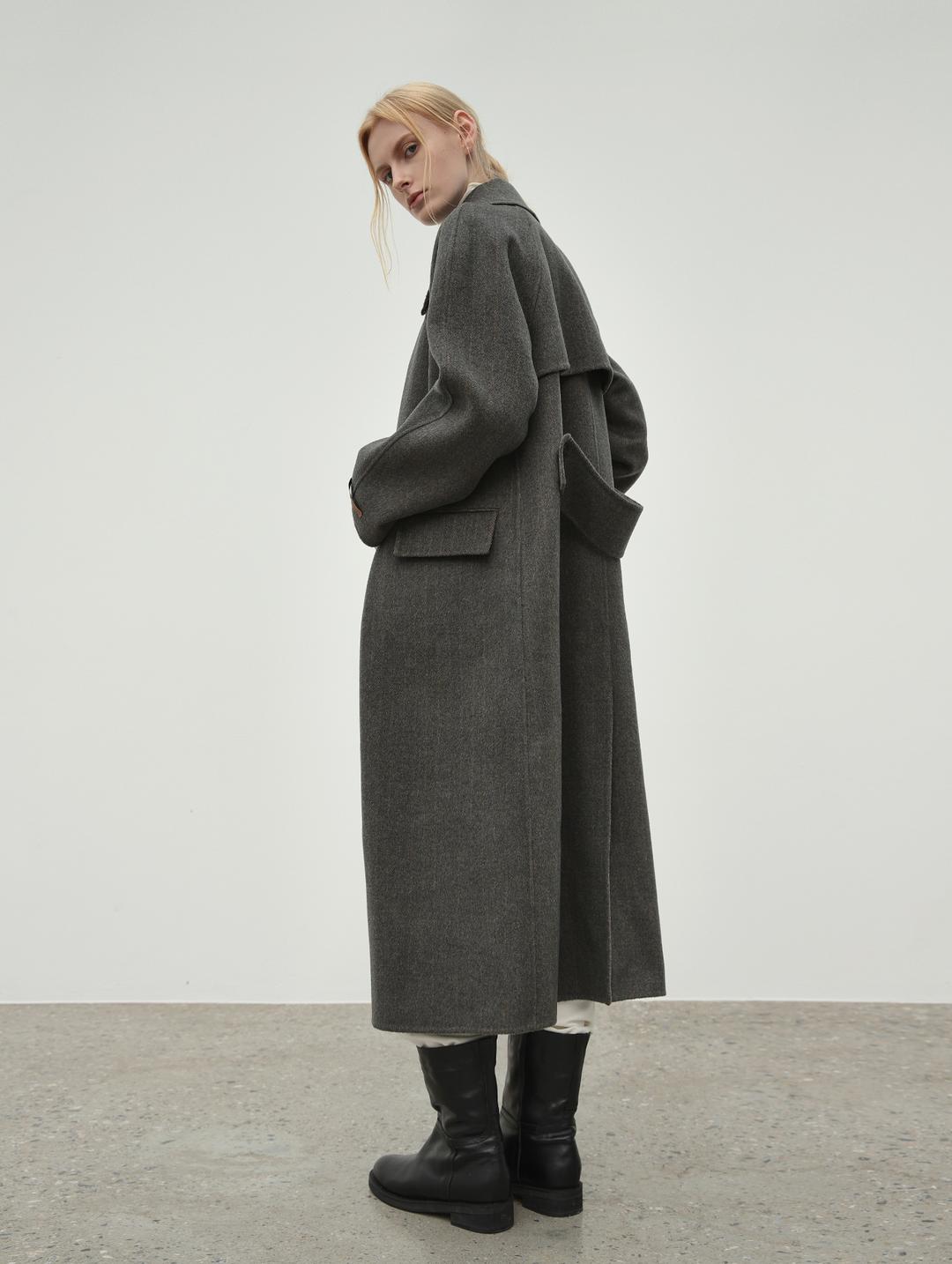 2ND / Jane Herringbone Coat (Khaki Charcoal)