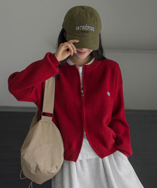 코스에그 자수 투웨이 니트집업 가디건