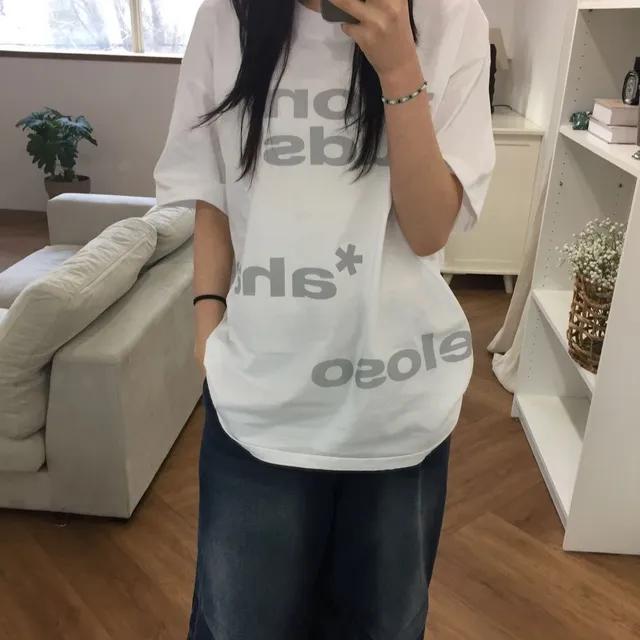 오버핏 영어 레터링 y2k 아우 반팔티