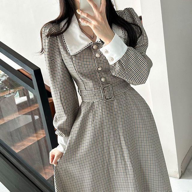 여성스러운 청순룩 글로시벨트롱원피스