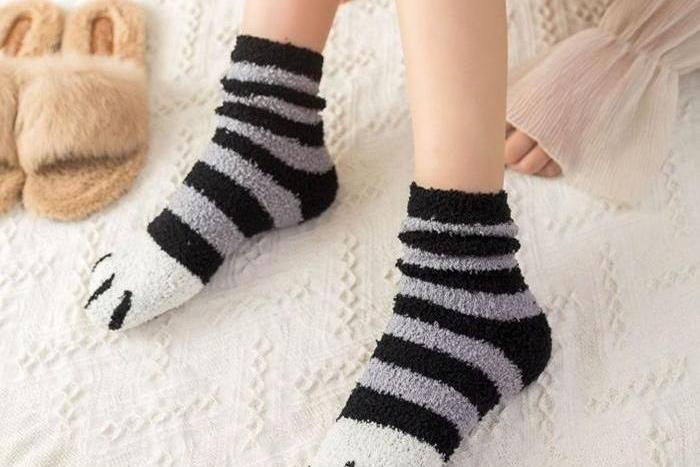 극세사 고양이 발 수면양말 6colors