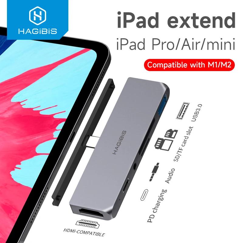 Hagibis USB C 허브 TYPE-C HDMI 호환 어댑터, 오디오 PD 충전, USB 3.0 포트 컨버터, 아이패드 프로 맥북 노트북용, 3.5mm