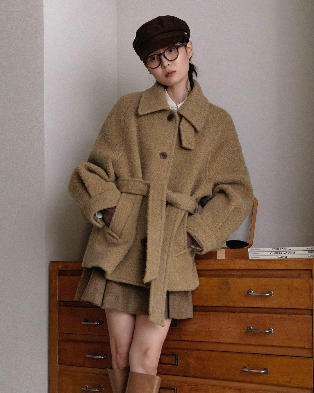Margot boucle half coat - camel