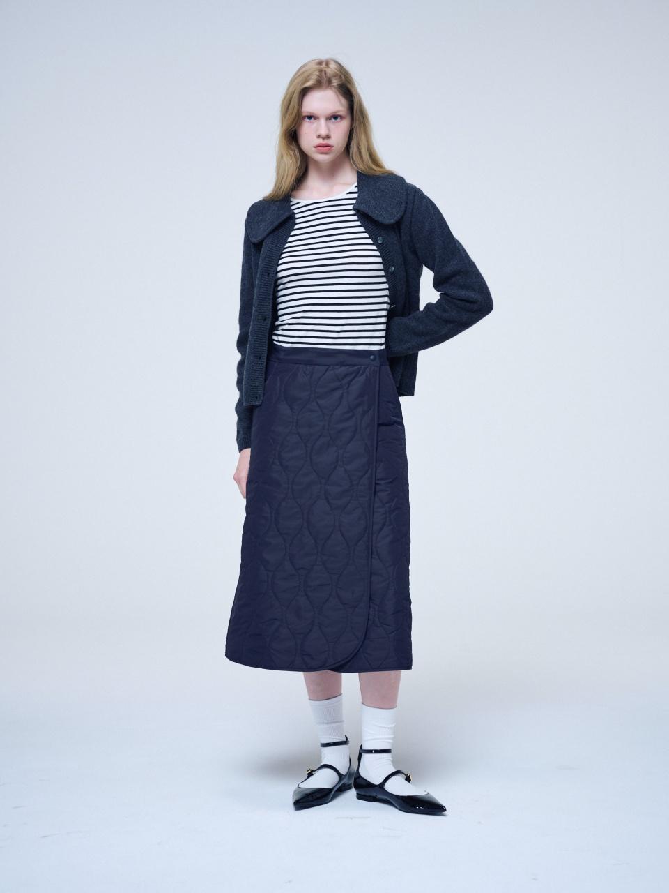 Quilting Wrap Skirt, navy