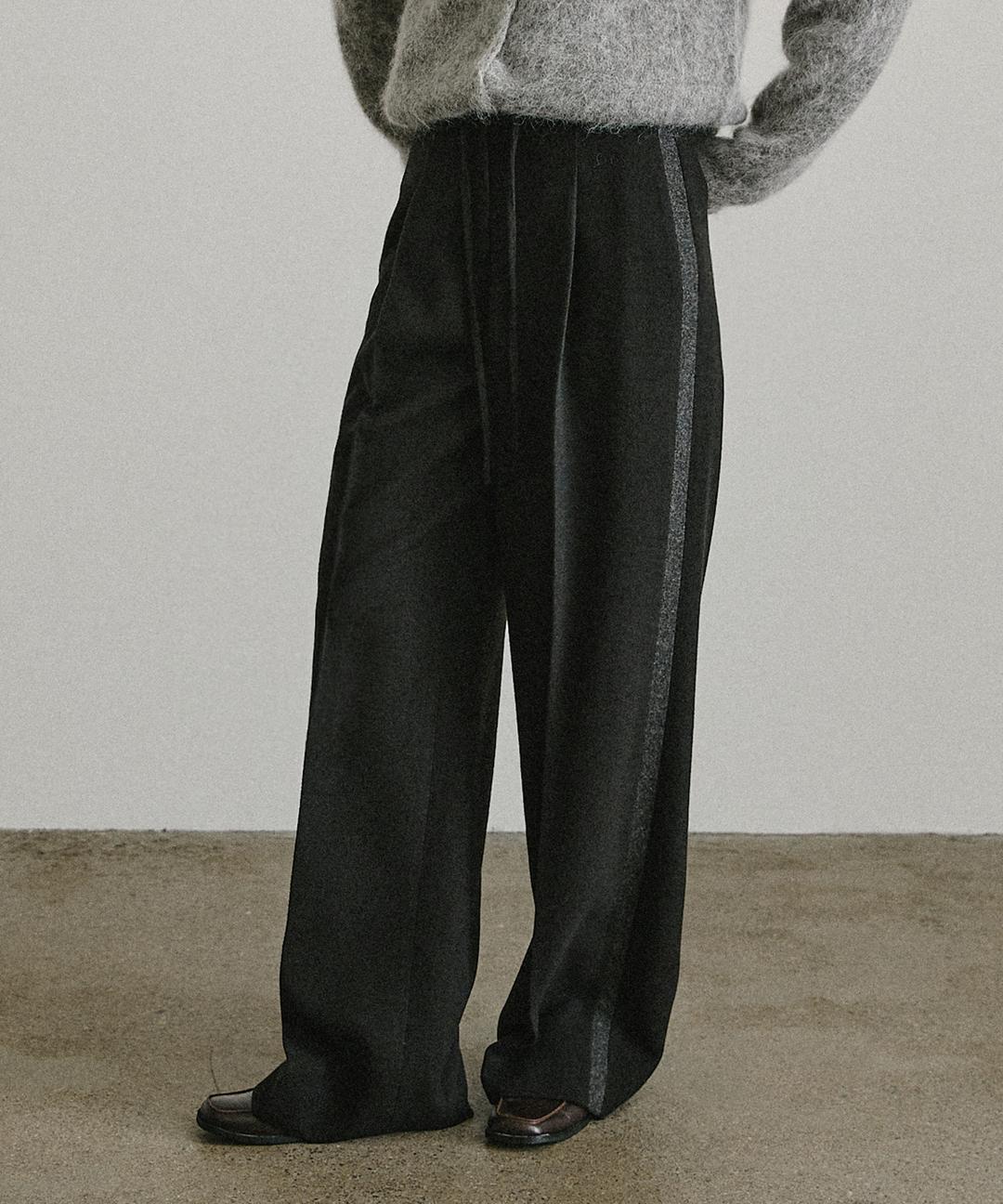 아티드 텍스쳐드 사이드 라인 팬츠_3COLORS