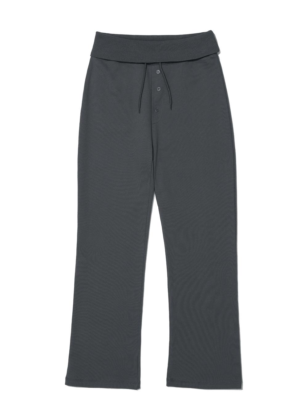 [WOMEN] PWC COTTON TURNOVER WAIST SWEATPANTS_CHARCOAL