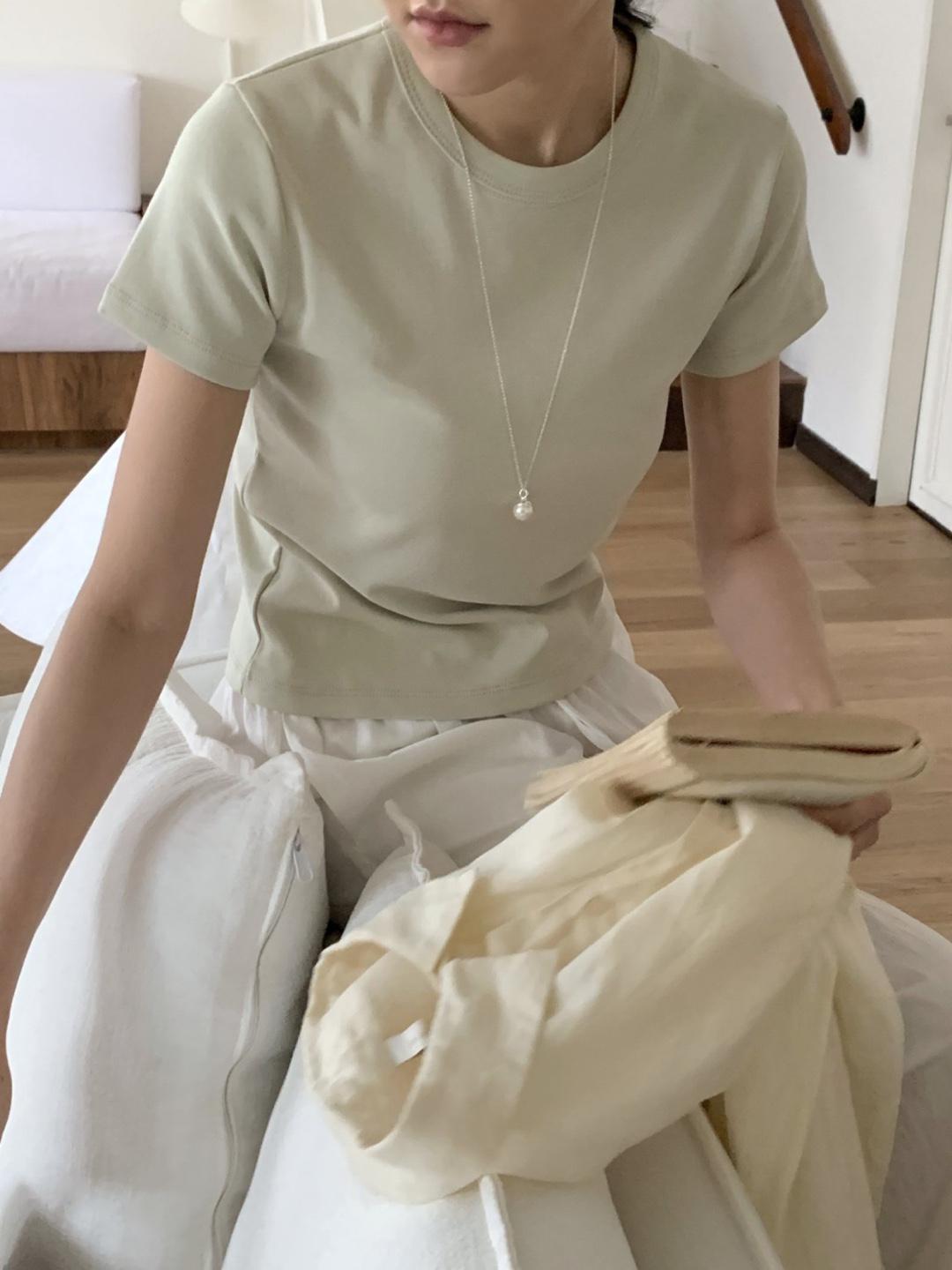 버터프레즐마켓 마들렌 반팔 티셔츠, 크롭 베이직 무지 티셔츠 4color