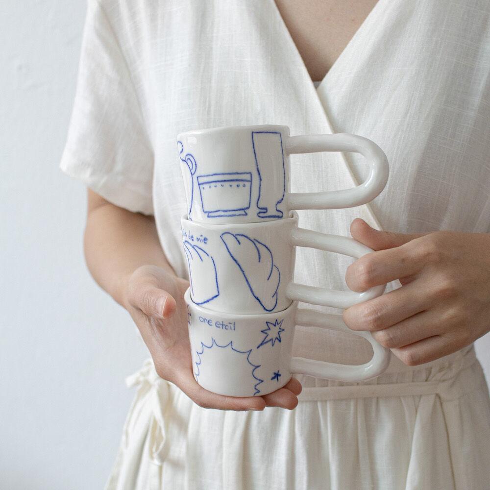 [29 ONLY] 롱 핸들 일러스트 머그 _Espresso