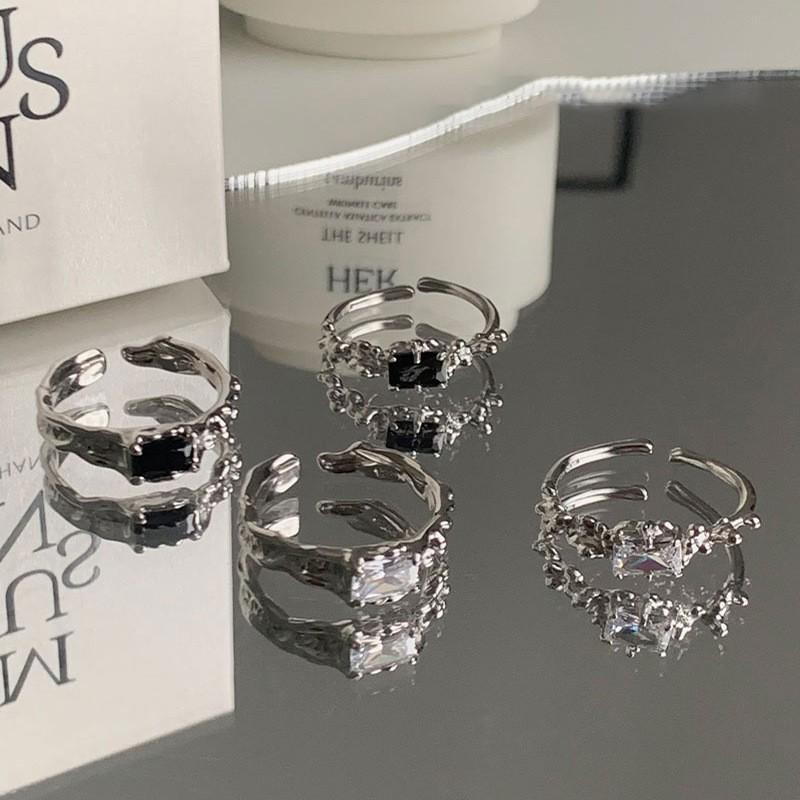 [🚀당일출고/SET💍✨] 스퀘어 큐빅 원석 스톤 웨이브 레이어드 오픈 링 반지 모음 세트