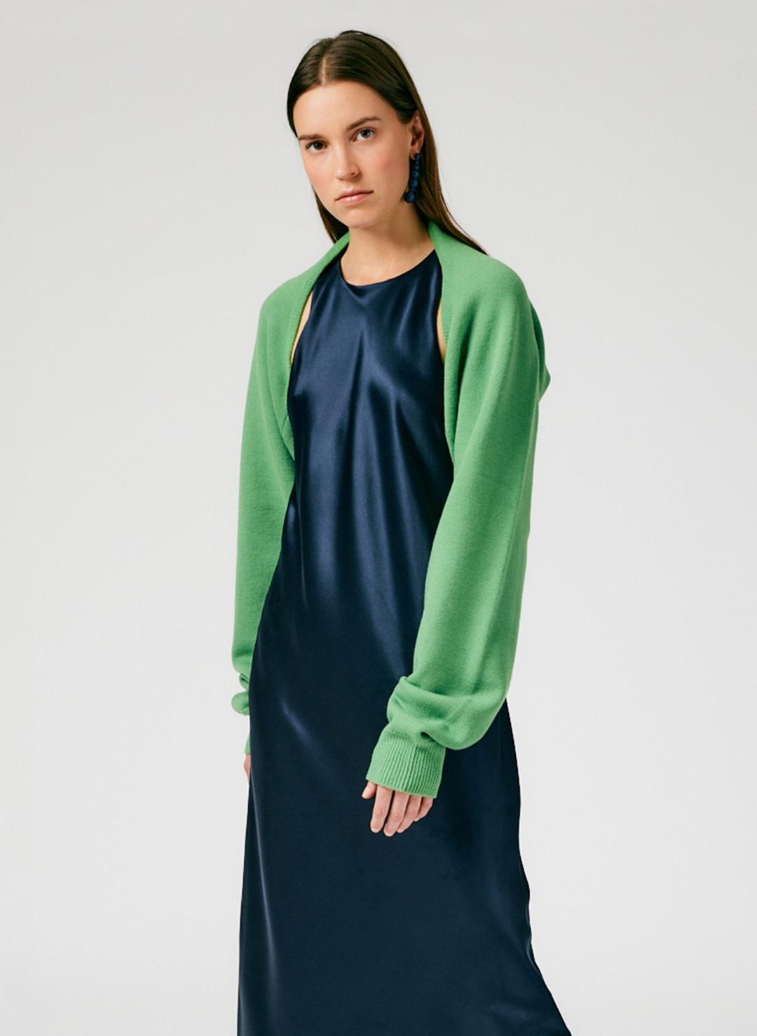 Airy Extrafine Wool Sleeve Shrug - Powdery Green / OS / W122AF6219