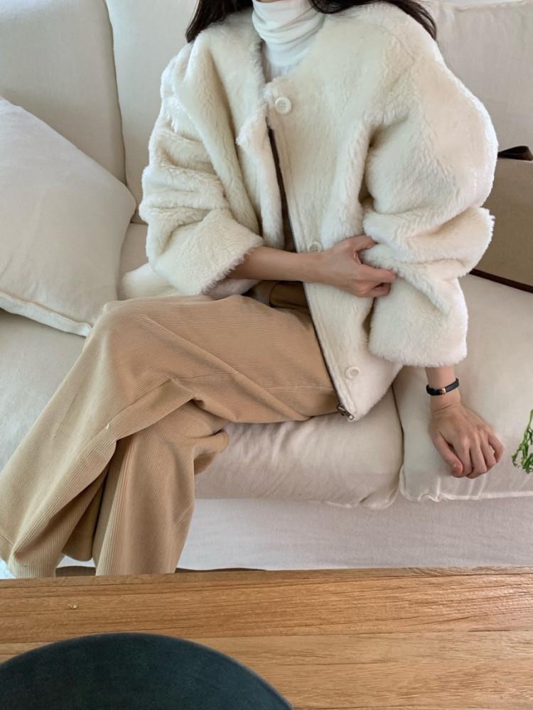 오브유 하몽 양모 무스탕 점퍼