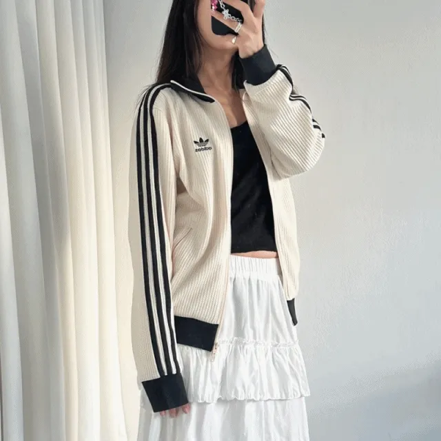 아디다스 아디컬러 클래식 와플 져지 베켄바우어 트랙 자켓 원더 블랙 화이트