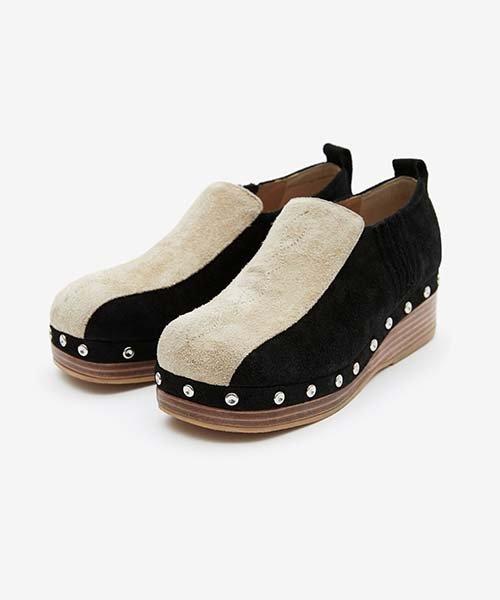 Western Stitch Studed Clog  [Black Ivory]